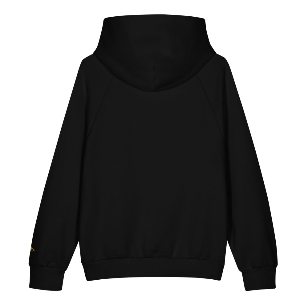 Atelier 560 Hoodie by ORTHIC in Black, back, gold cuff mark