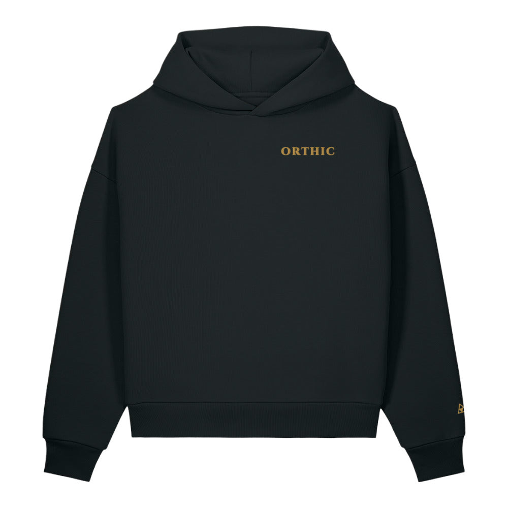Atelier Sculpted Hoodie by ORTHIC in Black, front