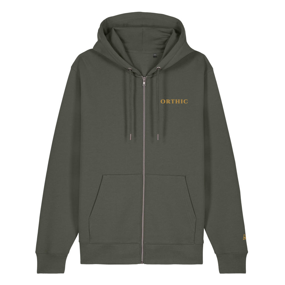 Atelier Zip Hoodie by ORTHIC in Loden, front