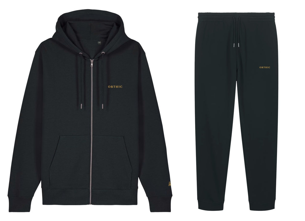 ORTHIC tracksuit set in Black: zip hoodie and jogger
