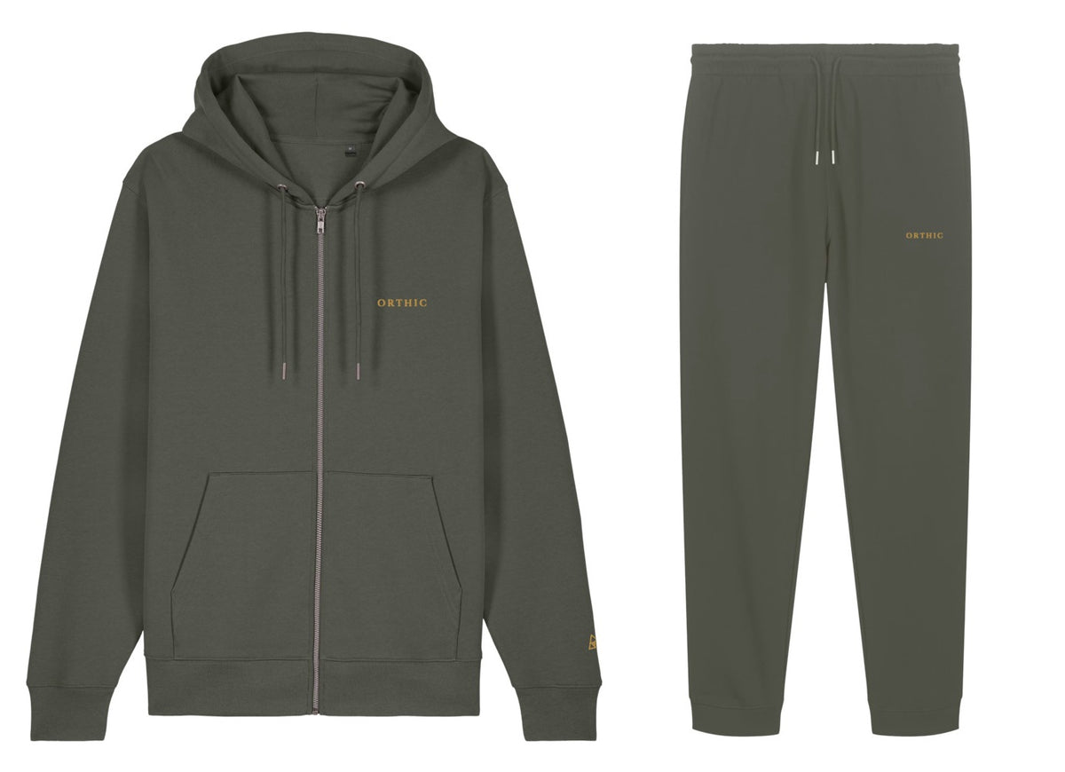 ORTHIC tracksuit set in Loden: zip hoodie and jogger