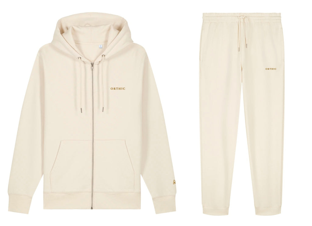 ORTHIC tracksuit set in Natural Raw: zip hoodie and jogger