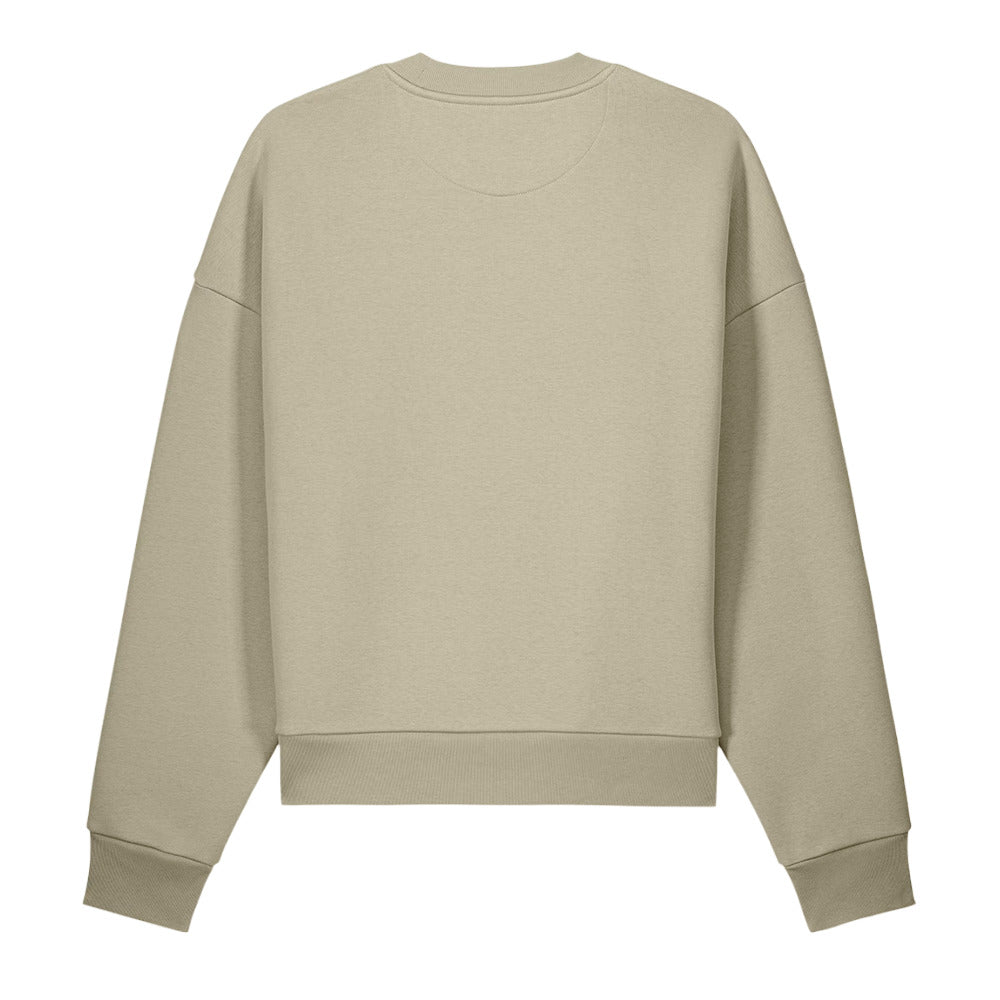 ORTHIC Mark Only Sculpted Crewneck — 500 GSM Organic Cotton Fleece in Stone (flat back)