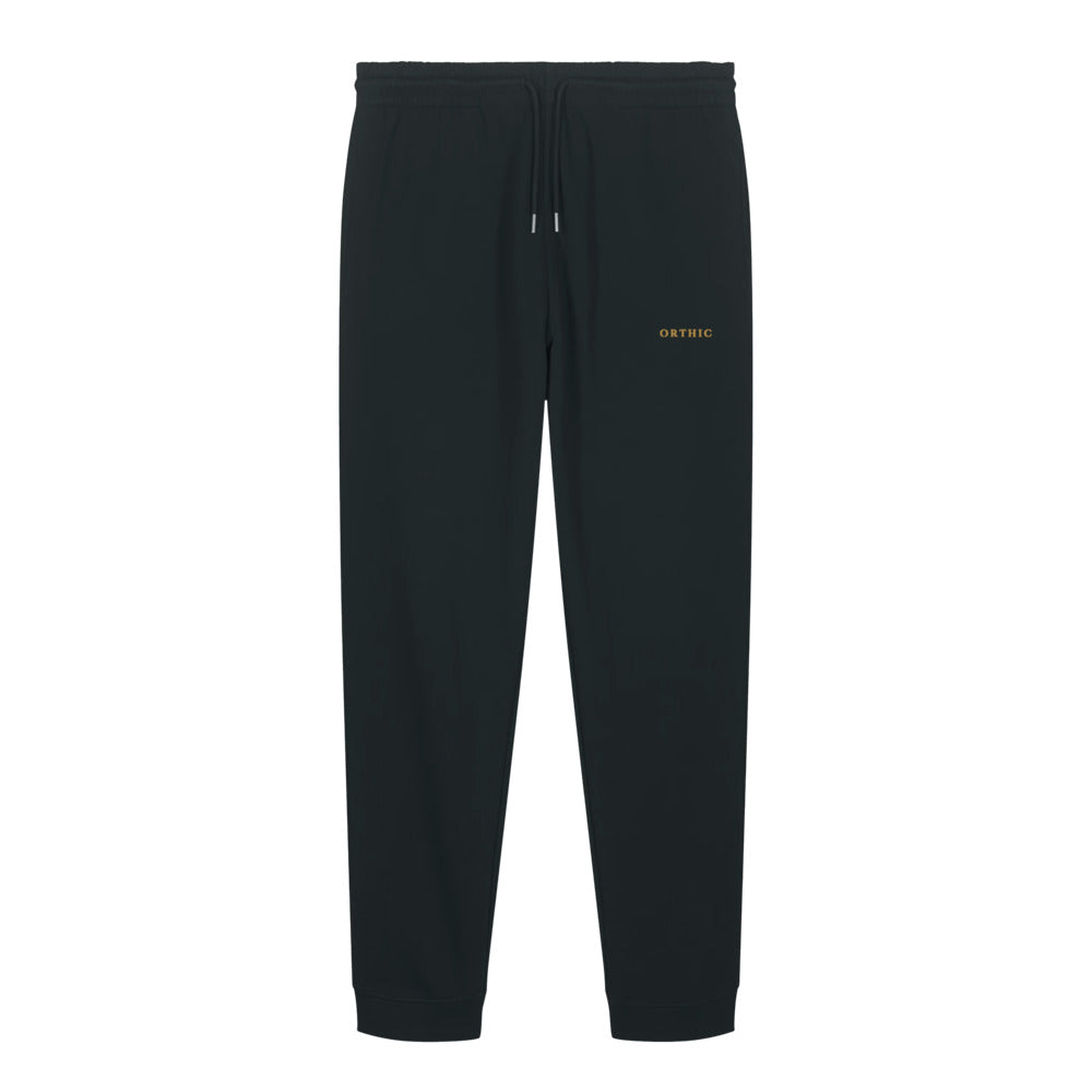 Quiet Weight Tracksuit Jogger — Brushed Organic Fleece in Black, front